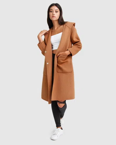 Belle & Bloom Walk This Way Wool Blend Oversized Coat In Brown