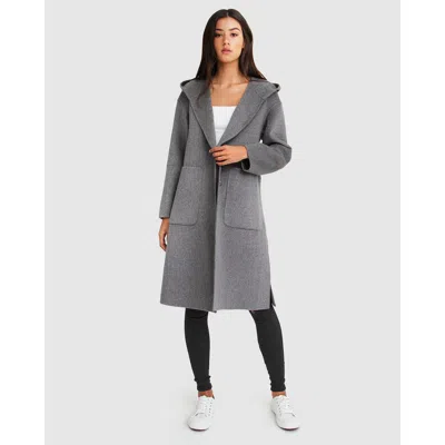 Belle & Bloom Walk This Way Wool Blend Oversized Coat In Dark Grey