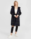 Belle & Bloom Walk This Way Wool Blend Oversized Coat In French Navy Plaid