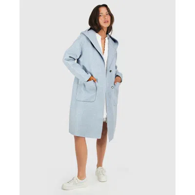 Belle & Bloom Walk This Way Wool Blend Oversized Coat In Light Blue