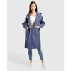 Belle & Bloom Walk This Way Wool Blend Oversized Coat In Navy Micro Check