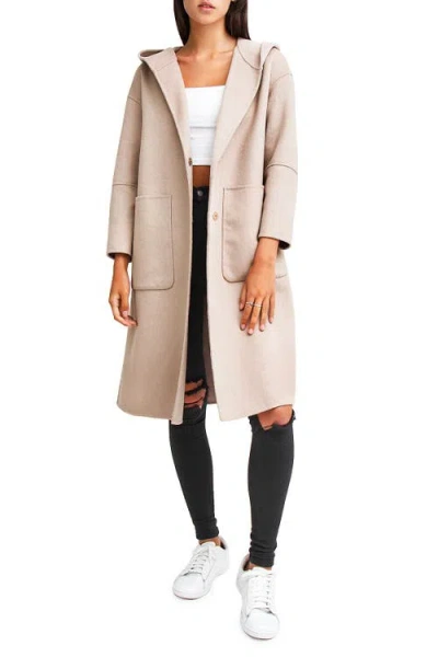 Belle & Bloom Walk This Way Wool Blend Oversized Coat In Sand