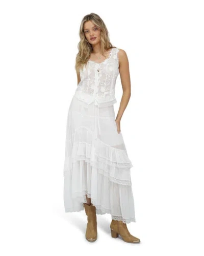 Belle & Bloom Wanderlace Ruffle Skirt In White