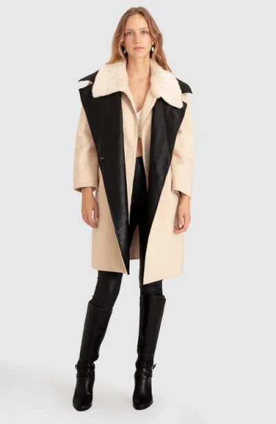 Belle & Bloom Watch Me Go Oversized Leather Trimmed Coat In Multi