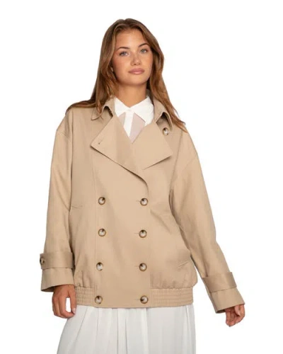 Belle & Bloom Weekend Trench Bomber Jacket In Brown