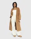 Belle & Bloom Wide Awake Split Hem Overcoat In Brown
