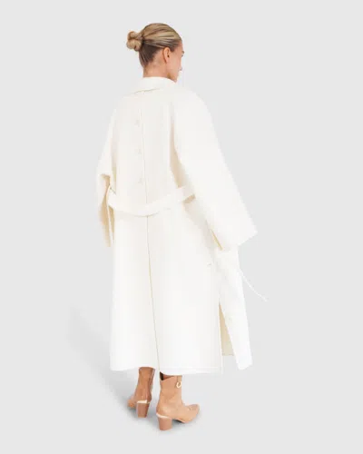 Belle & Bloom Wide Awake Split Hem Overcoat In White