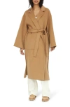 Belle & Bloom Wide Awake Split Hem Overcoat In Camel