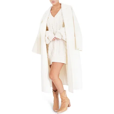 Belle & Bloom Wide Awake Split Hem Wool Blend Coat In Neutral