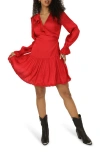 Belle & Bloom Wild Flower Embroidered Wrap Dress In Red