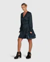 Belle & Bloom Wild Flower Embroidered Wrap Dress In Blue