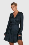 Belle & Bloom Wild Flower Embroidered Wrap Dress In Navy
