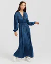 Belle & Bloom Window Seat Tiered Maxi Dress In Blue