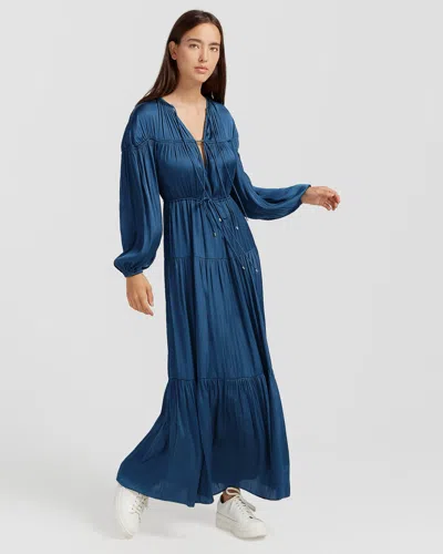 Belle & Bloom Window Seat Tiered Maxi Dress In Blue