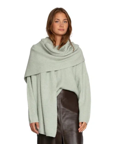 Belle & Bloom Wrap Me Up Scarf Sweater In Green