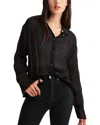 Belle & Bloom Yoko Shirred Chiffon Blouse  - Black