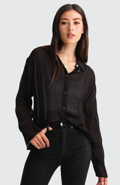 Belle & Bloom Yoko Shirred Chiffon Blouse  - Black