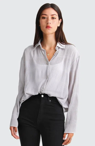 Belle & Bloom Yoko Shirred Chiffon Blouse In Grey