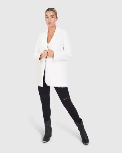 Belle & Bloom Young Blood Frayed Edge Blazer In White