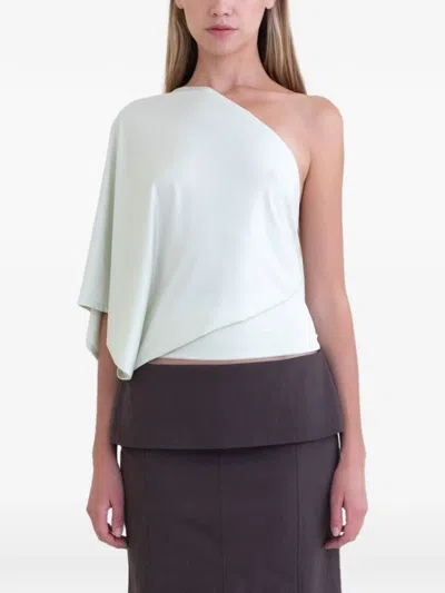 Belle Anna Arden Asymmetric Draped Top In White