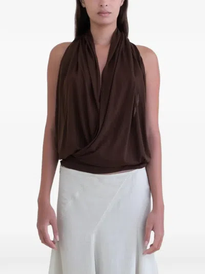 Belle Anna Cleo Draped Top In Brown