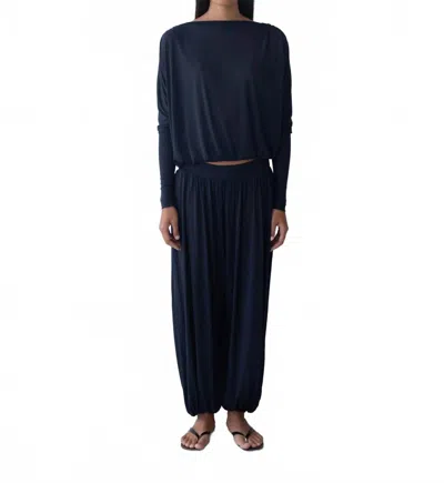 Belle Anna Cypress Draped Pant In Navy In Blue