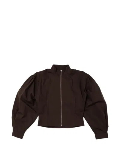 Belle Anna Globo Puffed-sleeve Jacket In Brown