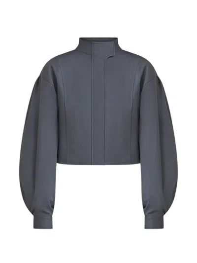 Belle Anna Globo Puff-sleeve Jacket In Grey