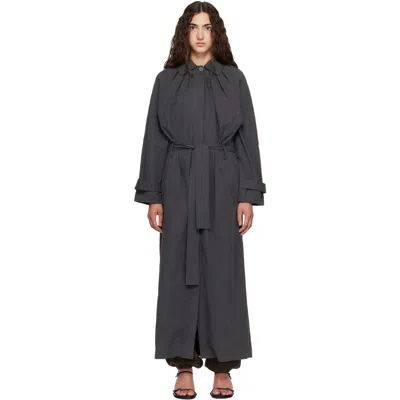 Belle Anna Gray Laurel Trench Coat In Charcoal