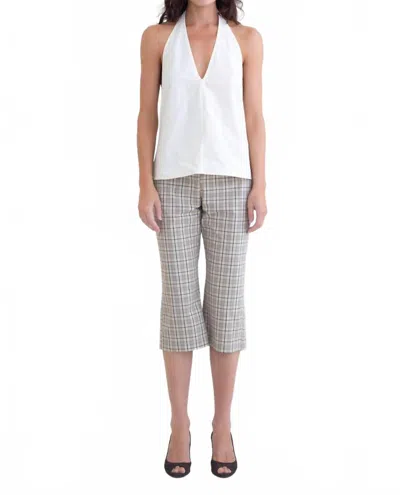 Belle Anna Miller Capri Pants In Brown Plaid In Silver