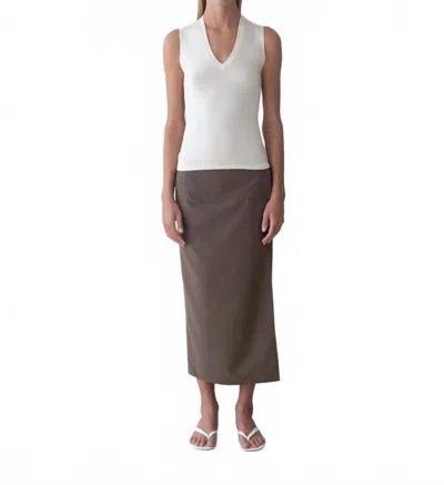 Belle Anna Scene Midi Skirt In Brown