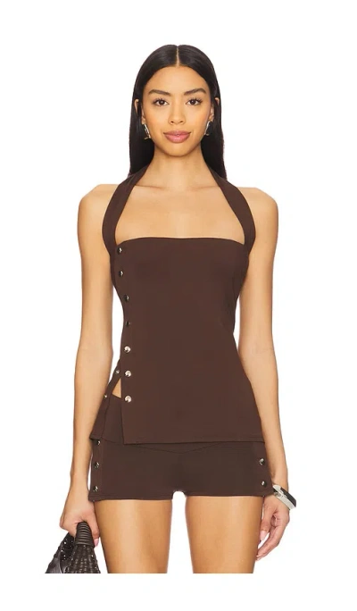 Belle Anna Snap Top In Brown