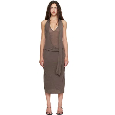 Belle Anna Taupe Duo Midi Dress In Grey