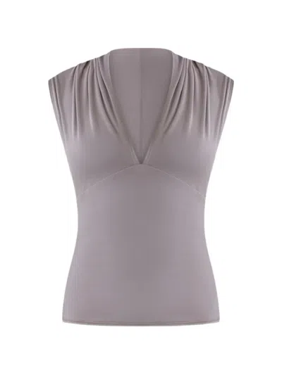 Belle Anna Twyla V-neck Top In Grey
