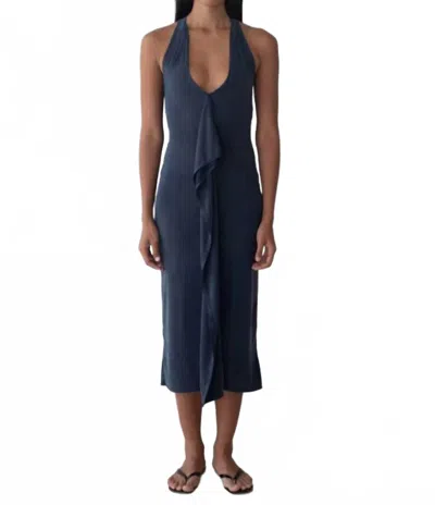 Belle Anna Women's Cascade Dress In Navy In Blue