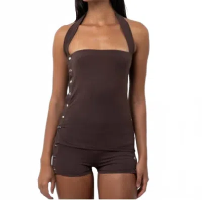 Belle Anna Women's Snap Top In Brown