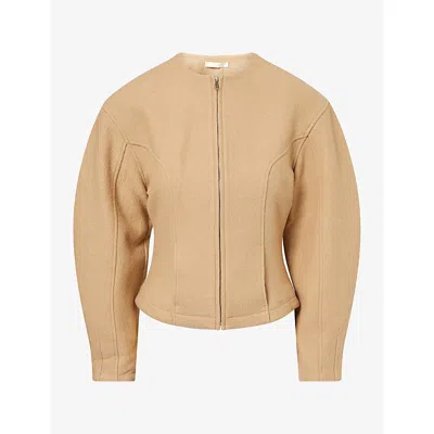 Belle Anna Womens  Summit Slip-pocket Wool Jacket In Beige