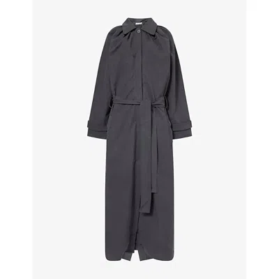 Belle Anna Womens Laurel Cotton-blend Trench Coat Charcoal