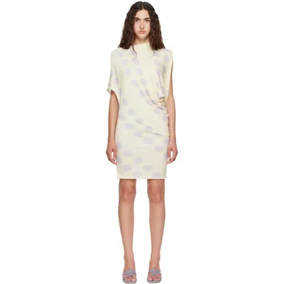 Belle Anna Yellow & Gray Ornament Minidress In Stone Polka