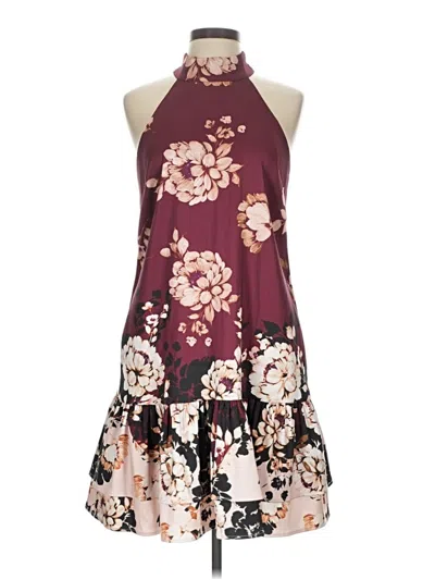Pre-owned Belle Badgley Mischka Cocktail Dress In Burgundy