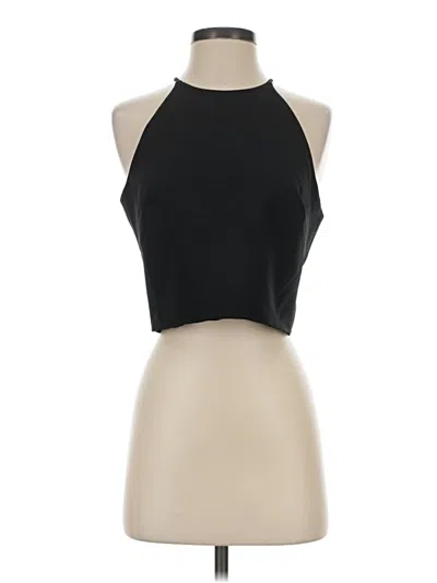 Pre-owned Belle Badgley Mischka Sleeveless Top Black Halter Neckline Tops