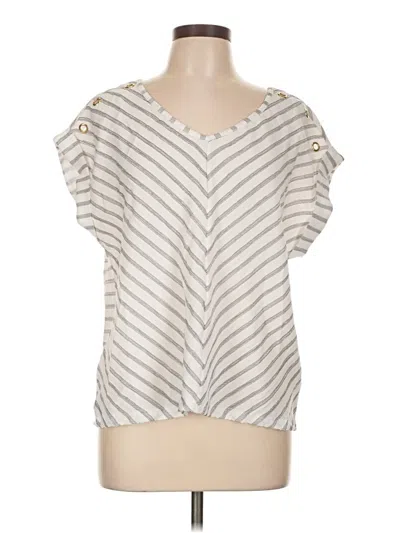 Pre-owned Belle By Belldini Short Sleeve Blouse In Silver