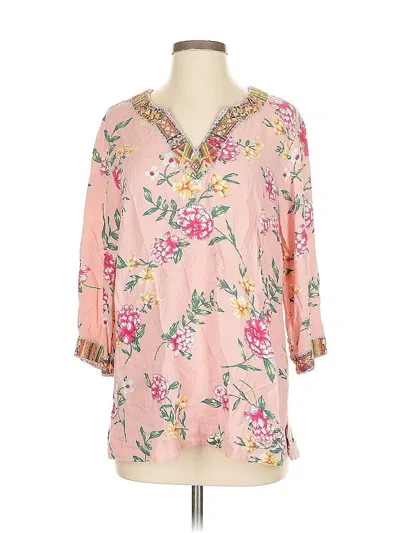 Pre-owned Belle By Kim Gravel 3/4 Sleeve Blouse In Pink