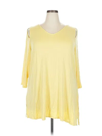 Pre-owned Belle By Kim Gravel 3/4 Sleeve T-shirt In Yellow