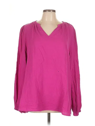 Pre-owned Belle By Kim Gravel Long Sleeve Blouse In Pink
