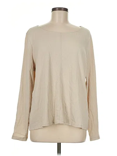 Pre-owned Belle By Kim Gravel Long Sleeve Blouse In Tan