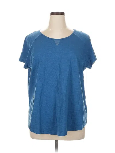 Pre-owned Belle By Kim Gravel Short Sleeve Top Blue Scoop Neck Tops