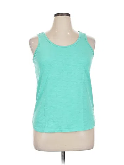 Pre-owned Belle By Kim Gravel Tank Top Teal Halter Neckline Tops In Blue