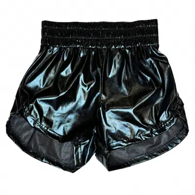 Belle Cher Women's Metallic Athletic Fit Short In Black In Blue