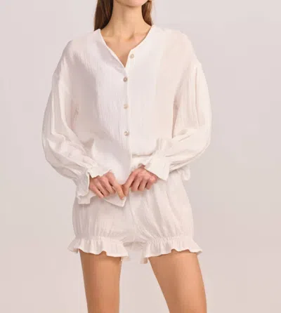 Belle D'amour Cotton Gauze Button Down Shirt In White